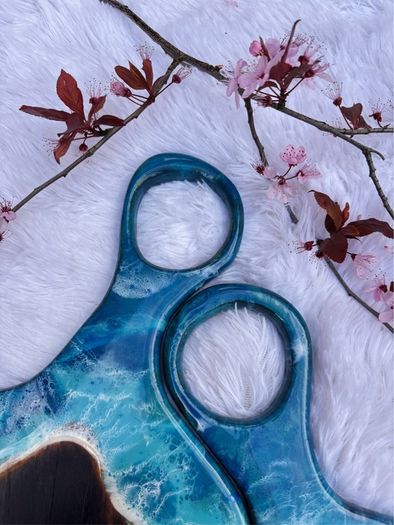 Set of 2 Handmade Ocean Resin Charcuterie / Serving Boards
