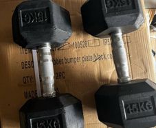 2x15kg rubber hex dumbbells