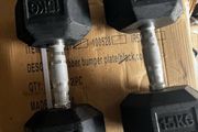 15kg hex rubber dumbbells
