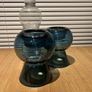 Blue Glass Tea Light Candle Holder Reversible Bud Vase Image 6