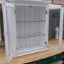 White Wood Double Glass Door Wall Cabinet - Glass Shelves, Chrome Knobs - Bathroom or Kitchen Image 2