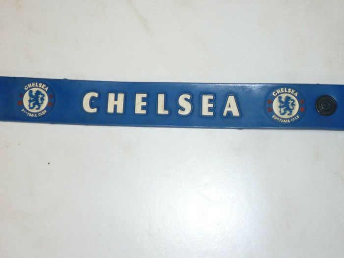 Chelsea Soccer Rubber Wrist Band With Two Snap Buttons To Adjust Length