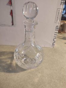 SMALL 22 CM. TALL Crystal Cut and Beveled Decanter NO STAMP