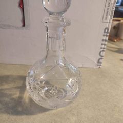 SMALL 22 CM. TALL Crystal Cut and Beveled Decanter NO STAMP