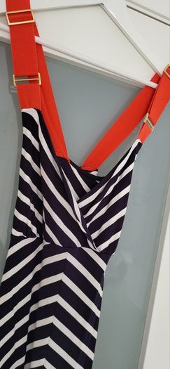 TED BAKER navy white striped red criss cross straps Sz 3 (Fit 10-12UK)