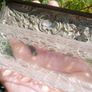 Antique Rectangular Glass Trinket Box Pot  Brass Lid 13cm x 4cm H-4cm Image 7
