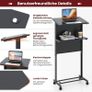 Standing Desk, Height Adjustable, Standing Seat Desk with Wheels, Mobile Standing Desk with Inclined Table Top & Shelf, Laptop Table for Home & Office, Black Image 3