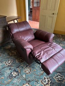 Genuine Leather Burgundy Reclining Armchair