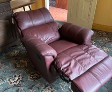 Genuine Leather Burgundy Reclining Armchair
