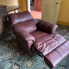 Genuine Leather Burgundy Reclining Armchair