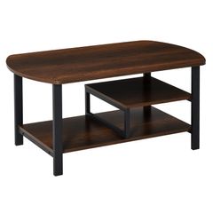 Industrial Coffee Table, Rectangular Sofa Table with Storage Shelves for Living Room, Bedroom, Office, Brown