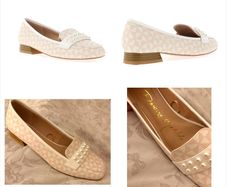 Dancing Matilda chic geo pearl trapeze pink shoes block heel chic