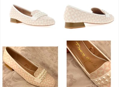 Dancing Matilda chic geo pearl trapeze pink shoes block heel chic