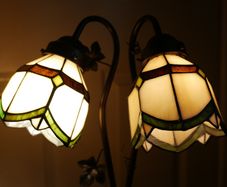 Vintage Tiffany Style Table Lamp Golf Bag Lamp Nightstand Stained Glass Bedside Lamp