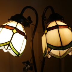 Vintage Tiffany Style Table Lamp Golf Bag Lamp Nightstand Stained Glass Bedside Lamp