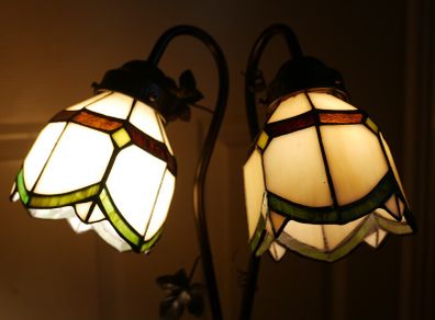 Vintage Tiffany Style Table Lamp Golf Bag Lamp Nightstand Stained Glass Bedside Lamp