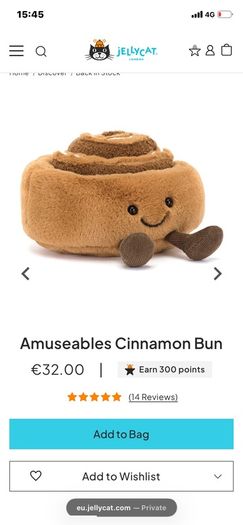 New JELLYCAT Amuseables Cinnamon Bun