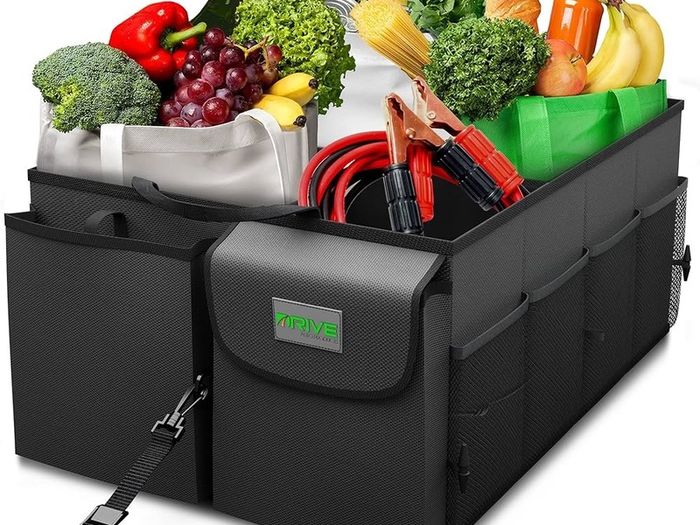 NEW SALE |  Car Boot Organiser (Black) - Storage with Tie Down Straps, Best for Tidy Auto Organization & Boot Bag Maintenance