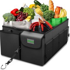 NEW SALE |  Car Boot Organiser (Black) - Storage with Tie Down Straps, Best for Tidy Auto Organization & Boot Bag Maintenance