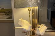 Large vintage double doves table lamp 65cm