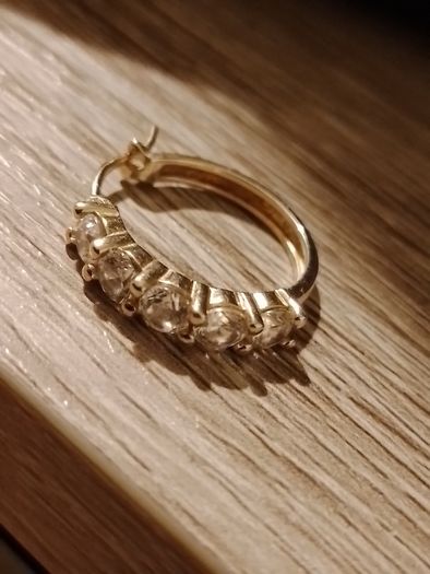 Gold over 925 Silver Earring with 5 Cubic Zirconia