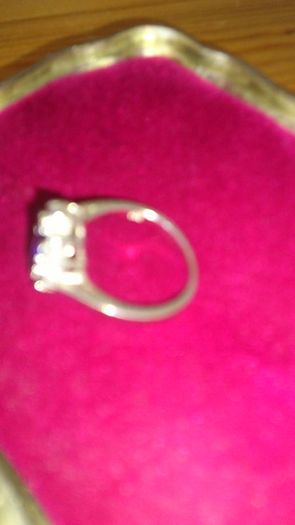 Lovely dressy blue and white stone ring , silver .
