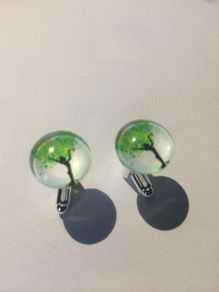 Light Green Tree of Life glass cufflinks