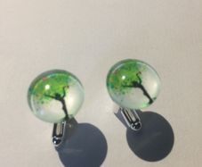 Light Green Tree of Life glass cufflinks