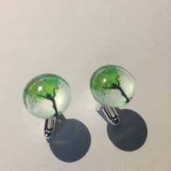 Light Green Tree of Life glass cufflinks