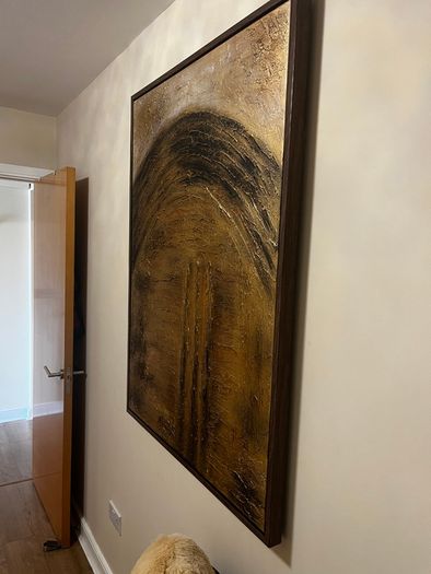 Luxury Metallic Gold Abstract Painting - Framed Canvas - Dual Orientation - 120 x 90 cm