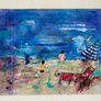 48cm Original Abstract Painting FRAMED Original Seascape beachscape Original Beach Art Image 4
