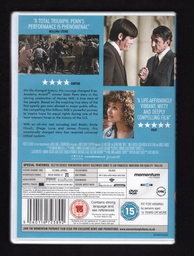 Milk DVD movie staring Sean Penn, Emile Hirsh & Josh Brolin