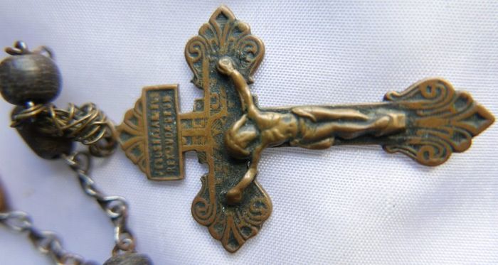 Antique  Rosary necklace pendant L-26"