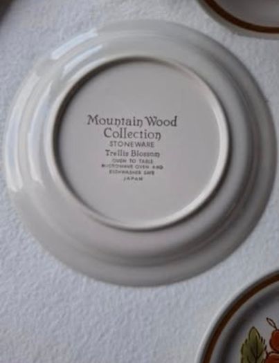 Vintage Mountain Wood Collection Stoneware Plates Set of 4 Japan