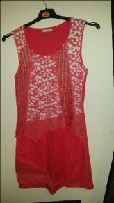 Kalisson linen lace coral tunic/dress Perfect condition size M UK10/12 EU38/40 Postage included