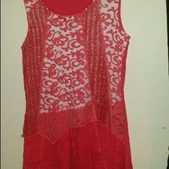 Kalisson linen lace coral tunic/dress Perfect condition size M UK10/12 EU38/40 Postage included