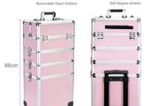 Cosmetic Case Makeup Trolley Beauty Suitcase Box Organizer - XL - Pink