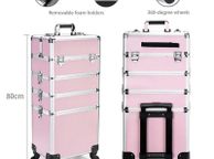 main image for ad Cosmetic Case Makeup Trolley Beauty Suitcase Box Organizer - XL - Pink