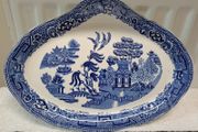 Oval old willow blue serving platter