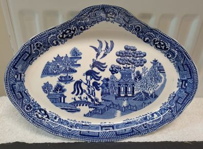 Oval old willow blue serving platter