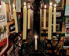 Hand crafted vintage wrought iron hanging candelabra
