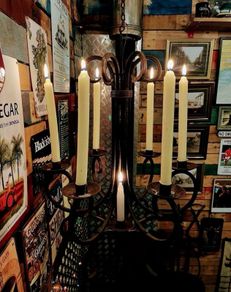 Hand crafted vintage wrought iron hanging candelabra
