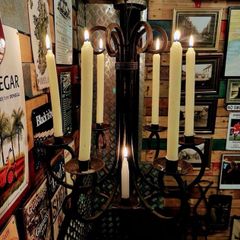 Hand crafted vintage wrought iron hanging candelabra