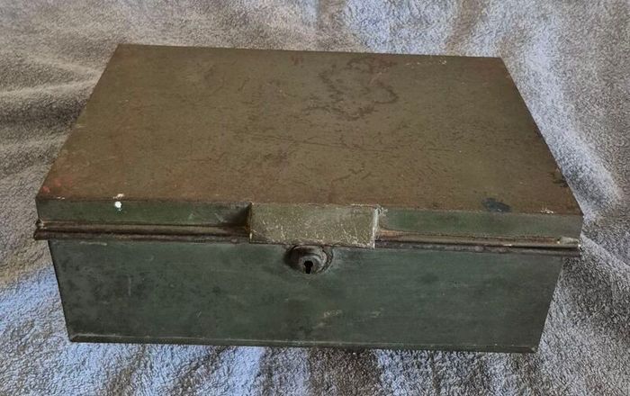 Vintage metal deed box.
