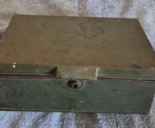 Vintage metal deed box.