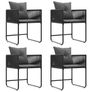 Chair with Cushion 4 pcs Black and Anthracite PE Rattan Image 4