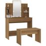Dressing Table Set with LED Brown Oak Engineered Wood Image 4