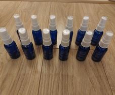 Twelve small spray glass bottles - 30ml