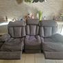 Recliner 3 Seater Sofa Soft Fabric Grey Image 4
