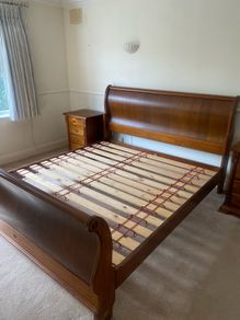 King size sleigh bed and 2 side cabinets